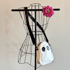 New Halloween Spooky White Ghost Crossbody Shoulder Purse Bag w/ Charm & Strap